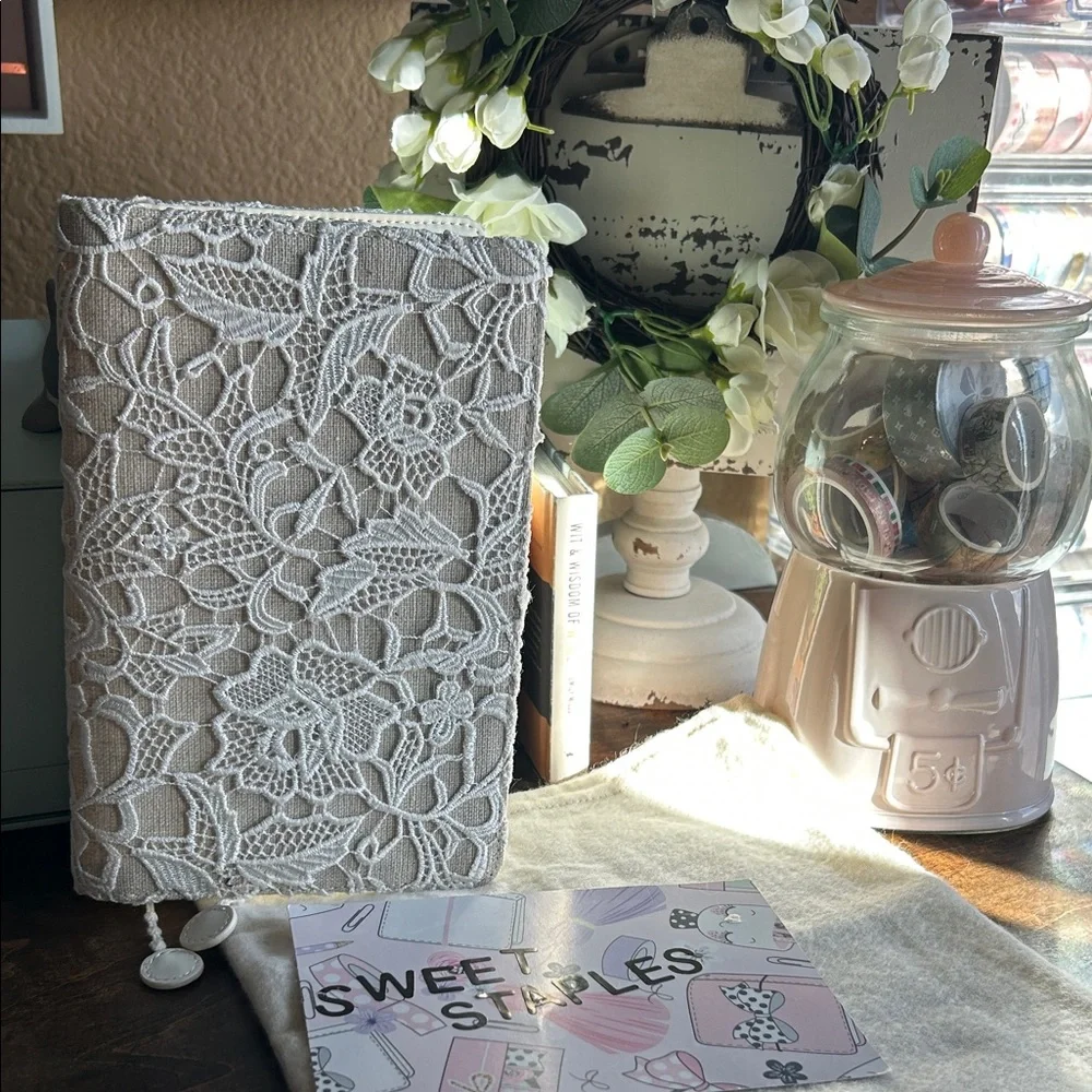 🤍Beautiful Planner Rose Lace book cover B6 Romantic shabby chic 🎀 notebook